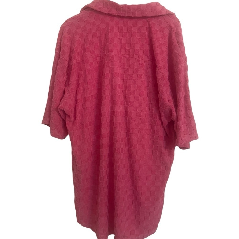 Bailey Rose Pink Checkered Terry Shirt large beach summer spring oversized - Picture 5 of 11